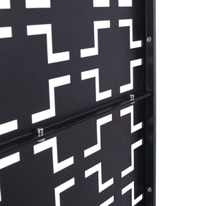 English Elm Outdoor Powder Coated Metal Privacy Screen Freestanding Geometric Panel Patio Garden PS105 Black W465P193205