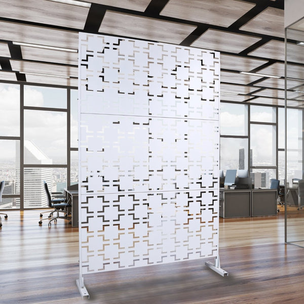 English Elm Outdoor Freestanding Metal Privacy Screen Lattice Panel for Patio Deck Garden Spaces W465P193207