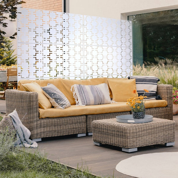 English Elm Outdoor Freestanding Metal Privacy Screen Lattice Panel for Patio Deck Garden Spaces W465P193207