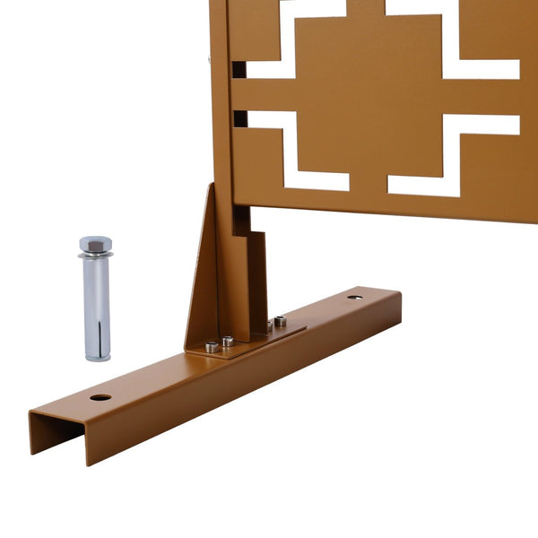 English Elm Outdoor Powder Coated Metal Privacy Screen Freestanding Geometric Panel Patio Garden PS105 Brown W465P193208