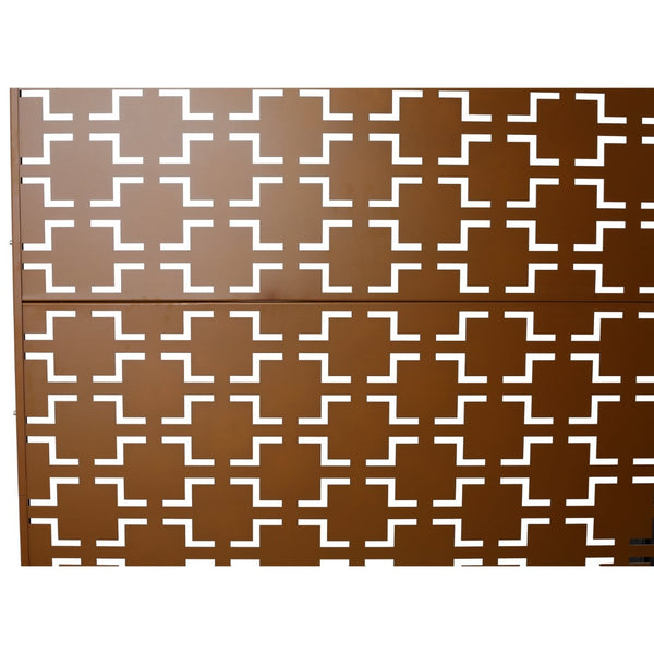 English Elm Outdoor Powder Coated Metal Privacy Screen Freestanding Geometric Panel Patio Garden PS105 Brown W465P193208