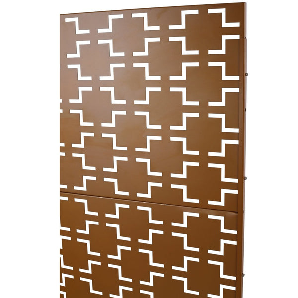 English Elm Outdoor Powder Coated Metal Privacy Screen Freestanding Geometric Panel Patio Garden PS105 Brown W465P193208