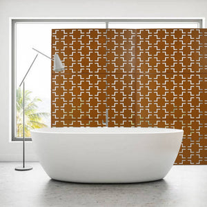 English Elm Outdoor Powder Coated Metal Privacy Screen Freestanding Geometric Panel Patio Garden PS105 Brown W465P193208