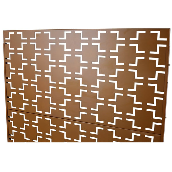 English Elm Outdoor Powder Coated Metal Privacy Screen Freestanding Geometric Panel Patio Garden PS105 Brown W465P193208
