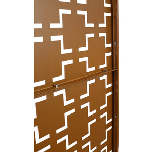 English Elm Outdoor Powder Coated Metal Privacy Screen Freestanding Geometric Panel Patio Garden PS105 Brown W465P193208