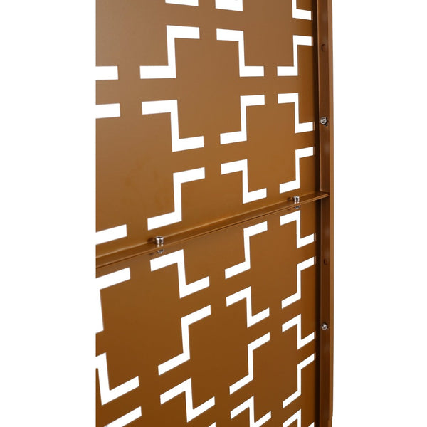 English Elm Outdoor Powder Coated Metal Privacy Screen Freestanding Geometric Panel Patio Garden PS105 Brown W465P193208