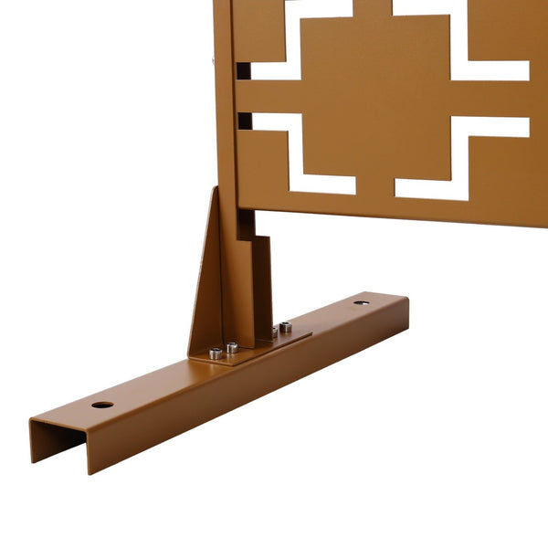 English Elm Outdoor Powder Coated Metal Privacy Screen Freestanding Geometric Panel Patio Garden PS105 Brown W465P193208