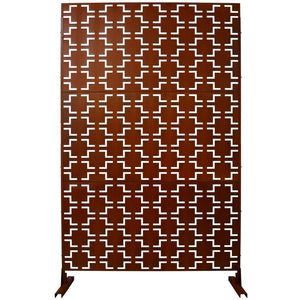 English Elm Outdoor Freestanding Metal Privacy Screen Rustic Lattice Panel for Patio Garden Deck W465P193209