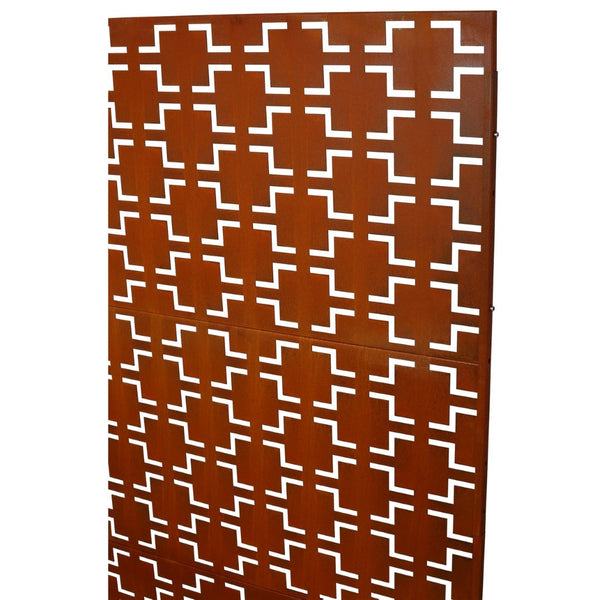English Elm Outdoor Freestanding Metal Privacy Screen Rustic Lattice Panel for Patio Garden Deck W465P193209
