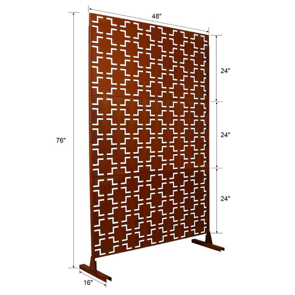 English Elm Outdoor Freestanding Metal Privacy Screen Rustic Lattice Panel for Patio Garden Deck W465P193209
