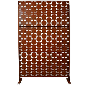 English Elm Outdoor Freestanding Metal Privacy Screen Rustic Lattice Panel for Patio Garden Deck W465P193209