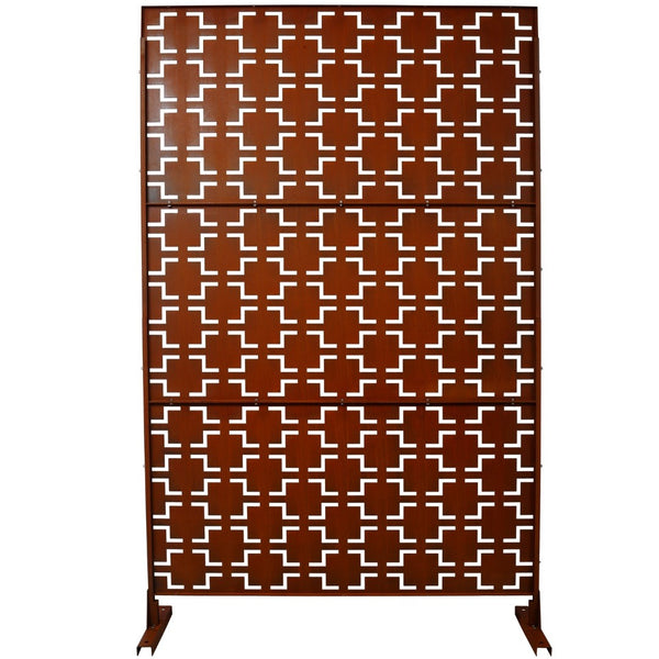 English Elm Outdoor Freestanding Metal Privacy Screen Rustic Lattice Panel for Patio Garden Deck W465P193209