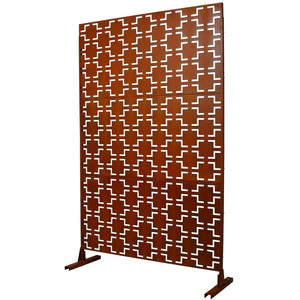 English Elm Outdoor Freestanding Metal Privacy Screen Rustic Lattice Panel for Patio Garden Deck W465P193209