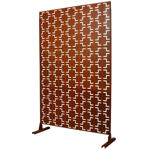 English Elm Outdoor Freestanding Metal Privacy Screen Rustic Lattice Panel for Patio Garden Deck W465P193209
