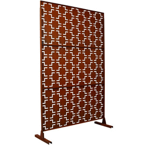 English Elm Outdoor Freestanding Metal Privacy Screen Rustic Lattice Panel for Patio Garden Deck W465P193209