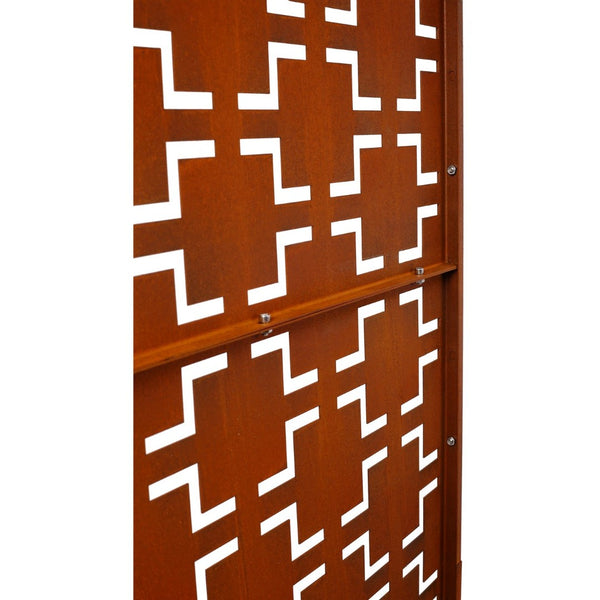 English Elm Outdoor Freestanding Metal Privacy Screen Rustic Lattice Panel for Patio Garden Deck W465P193209