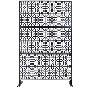 English Elm Outdoor Freestanding Metal Privacy Screen Geometric Lattice Fence for Patio Balcony Black W465P193211