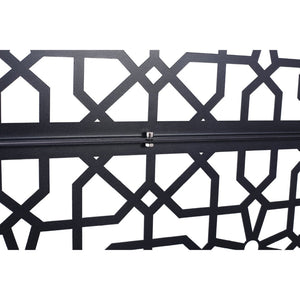 English Elm Outdoor Freestanding Metal Privacy Screen Geometric Lattice Fence for Patio Balcony Black W465P193211
