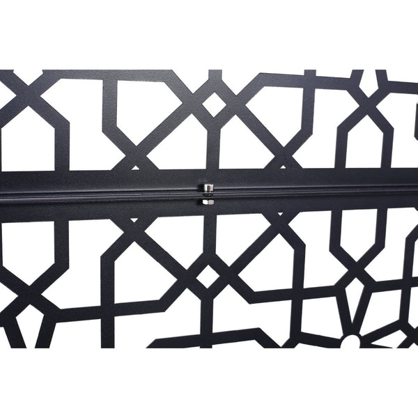 English Elm Outdoor Freestanding Metal Privacy Screen Geometric Lattice Fence for Patio Balcony Black W465P193211