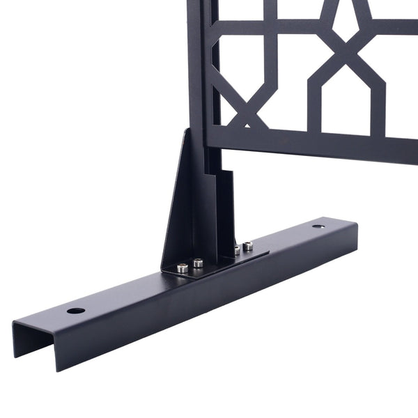 English Elm Outdoor Freestanding Metal Privacy Screen Geometric Lattice Fence for Patio Balcony Black W465P193211
