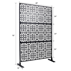 English Elm Outdoor Freestanding Metal Privacy Screen Geometric Lattice Fence for Patio Balcony Black W465P193211