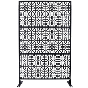 English Elm Outdoor Freestanding Metal Privacy Screen Geometric Lattice Fence for Patio Balcony Black W465P193211