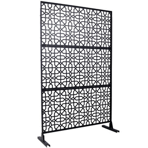 English Elm Outdoor Freestanding Metal Privacy Screen Geometric Lattice Fence for Patio Balcony Black W465P193211