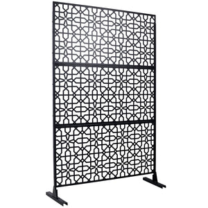English Elm Outdoor Freestanding Metal Privacy Screen Geometric Lattice Fence for Patio Balcony Black W465P193211