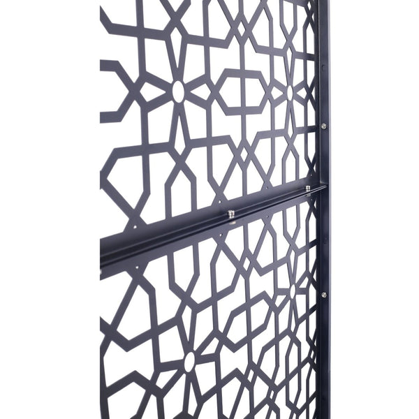 English Elm Outdoor Freestanding Metal Privacy Screen Geometric Lattice Fence for Patio Balcony Black W465P193211