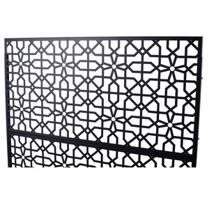 English Elm Outdoor Freestanding Metal Privacy Screen Geometric Lattice Fence for Patio Balcony Black W465P193211