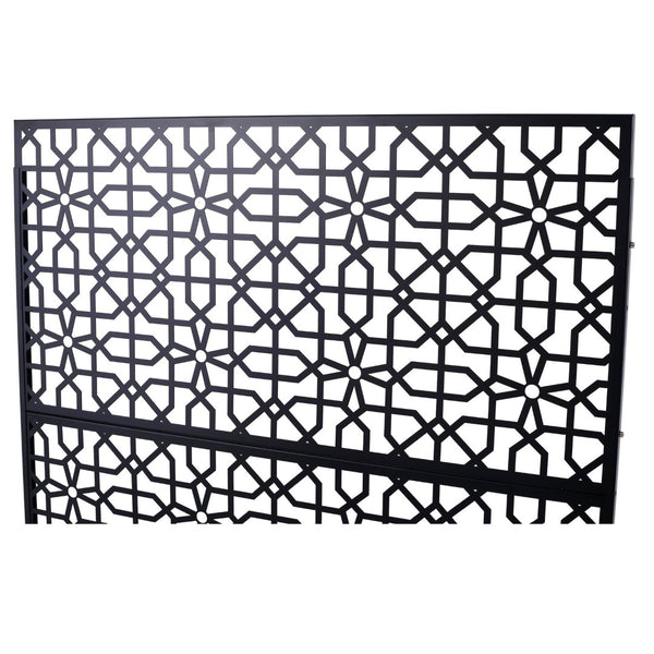English Elm Outdoor Freestanding Metal Privacy Screen Geometric Lattice Fence for Patio Balcony Black W465P193211
