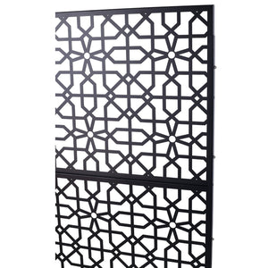 English Elm Outdoor Freestanding Metal Privacy Screen Geometric Lattice Fence for Patio Balcony Black W465P193211