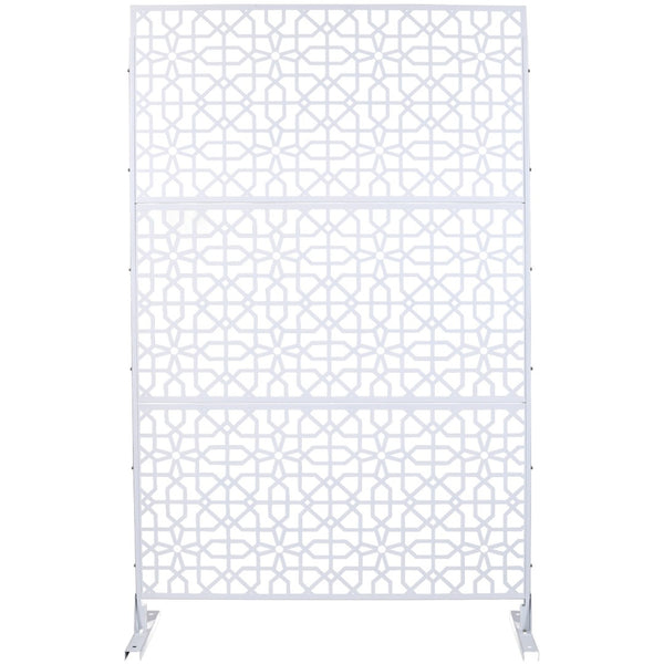 English Elm Outdoor Freestanding Metal Privacy Screen Geometric Lattice Fence for Patio Balcony White W465P193212