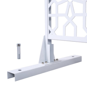 English Elm Outdoor Freestanding Metal Privacy Screen Geometric Lattice Fence for Patio Balcony White W465P193212