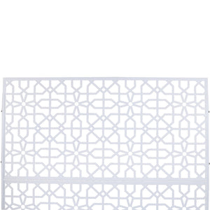 English Elm Outdoor Freestanding Metal Privacy Screen Geometric Lattice Fence for Patio Balcony White W465P193212