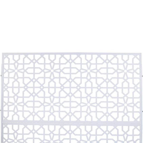 English Elm Outdoor Freestanding Metal Privacy Screen Geometric Lattice Fence for Patio Balcony White W465P193212