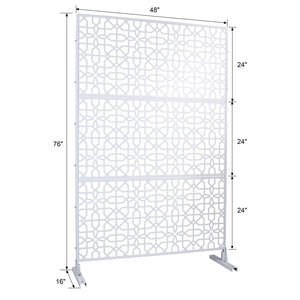 English Elm Outdoor Freestanding Metal Privacy Screen Geometric Lattice Fence for Patio Balcony White W465P193212