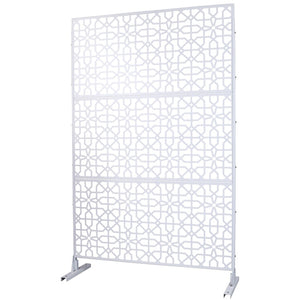 English Elm Outdoor Freestanding Metal Privacy Screen Geometric Lattice Fence for Patio Balcony White W465P193212
