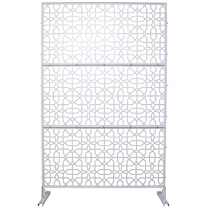 English Elm Outdoor Freestanding Metal Privacy Screen Geometric Lattice Fence for Patio Balcony White W465P193212