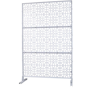 English Elm Outdoor Freestanding Metal Privacy Screen Geometric Lattice Fence for Patio Balcony White W465P193212