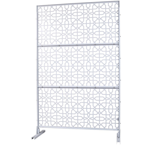 English Elm Outdoor Freestanding Metal Privacy Screen Geometric Lattice Fence for Patio Balcony White W465P193212