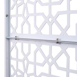 English Elm Outdoor Freestanding Metal Privacy Screen Geometric Lattice Fence for Patio Balcony White W465P193212