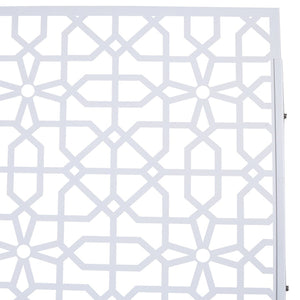 English Elm Outdoor Freestanding Metal Privacy Screen Geometric Lattice Fence for Patio Balcony White W465P193212