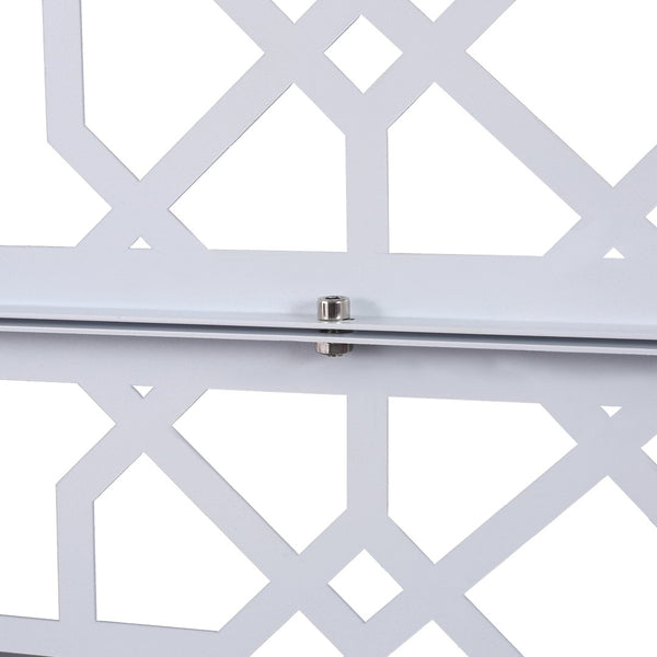 English Elm Outdoor Freestanding Metal Privacy Screen Geometric Lattice Fence for Patio Balcony White W465P193212