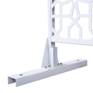 English Elm Outdoor Freestanding Metal Privacy Screen Geometric Lattice Fence for Patio Balcony White W465P193212
