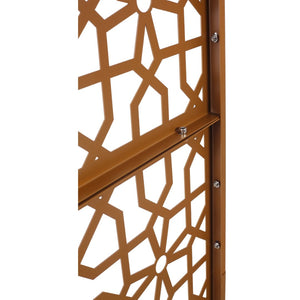 English Elm Outdoor Freestanding Metal Privacy Screen Geometric Lattice Fence for Patio Balcony Brown W465P193213