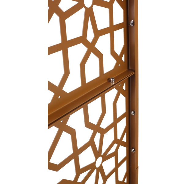 English Elm Outdoor Freestanding Metal Privacy Screen Geometric Lattice Fence for Patio Balcony Brown W465P193213