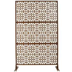 English Elm Outdoor Freestanding Metal Privacy Screen Geometric Lattice Fence for Patio Balcony Brown W465P193213