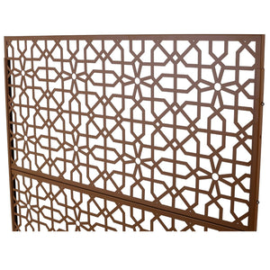 English Elm Outdoor Freestanding Metal Privacy Screen Geometric Lattice Fence for Patio Balcony Brown W465P193213
