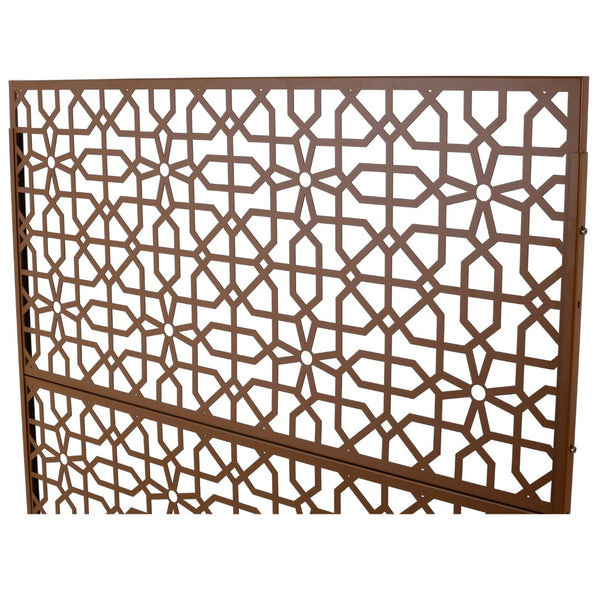 English Elm Outdoor Freestanding Metal Privacy Screen Geometric Lattice Fence for Patio Balcony Brown W465P193213